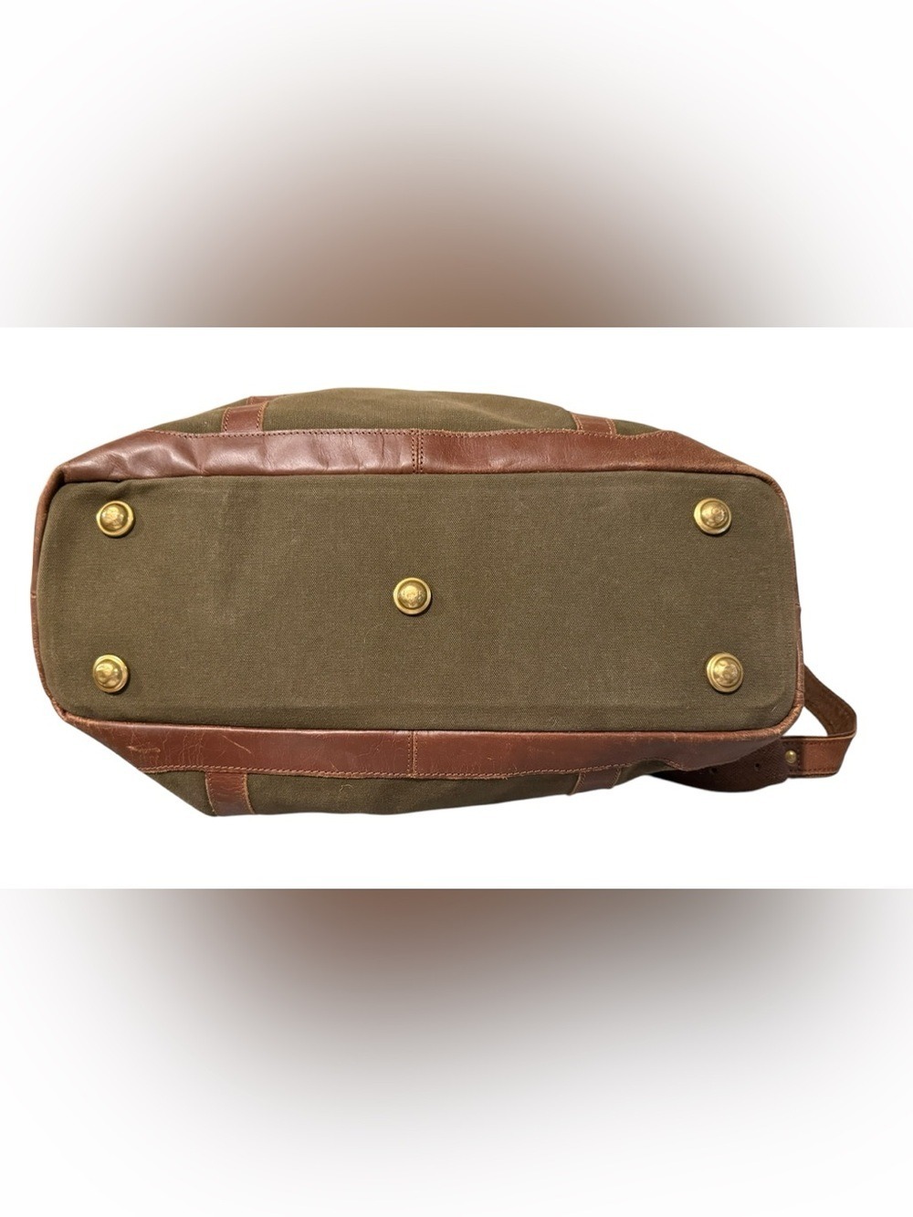 United By Blue Trafford Canvas Weekender Duffle Travel Bag Moss Green Leather - Picture 6 of 14